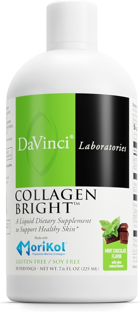 DAVINCI Laboratories - Collagen Bright - Liquid Dietary Supplement to Support Terve iho - Gluteeniton, soijaton - Mint Chocolate - 30 Tarjoukset, 7,6 Fl Oz