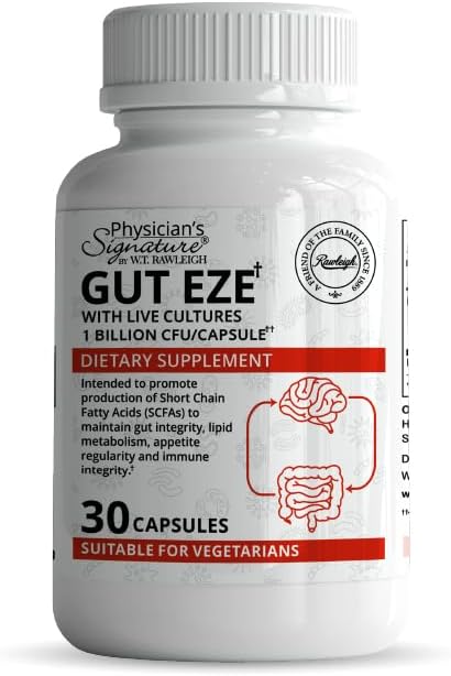 Rawleigh Gut Eze: 30 kapselia, Everyday Kasvissyöjä Probiootti miehille & naisille, 1 miljardia PMY/Cap, Mikrobiome-Baseed, SCFA Tuotanto + Gut, Ruoansulatus, immuniteetti, ruokahalun ja rasvan tuki, ei- GMO