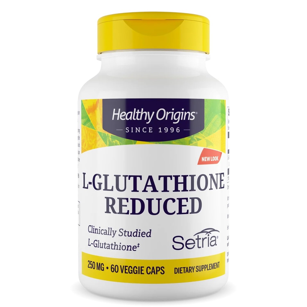 Terve alkuperä L-glutationi 250 mg (Setria, muu kuin GMO, gluteeniton, antioksidantti, immuunituki, ihon tuki), 60 kasviskapselia