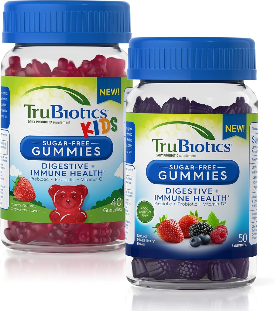 TruBiotics Sugar-Free Gummies för Digestive + Immunhälsa för vuxna och barn Bundle