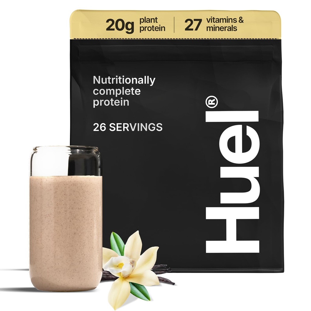 Huel Vegan Protein Powder | Vanilla | Fullständig näring | 20g Protein Pulver | 100% Plant-Based | 27 Vitaminer & Minerals, Gluten Free, Non-GMO, Lactose Free | 26 Servings