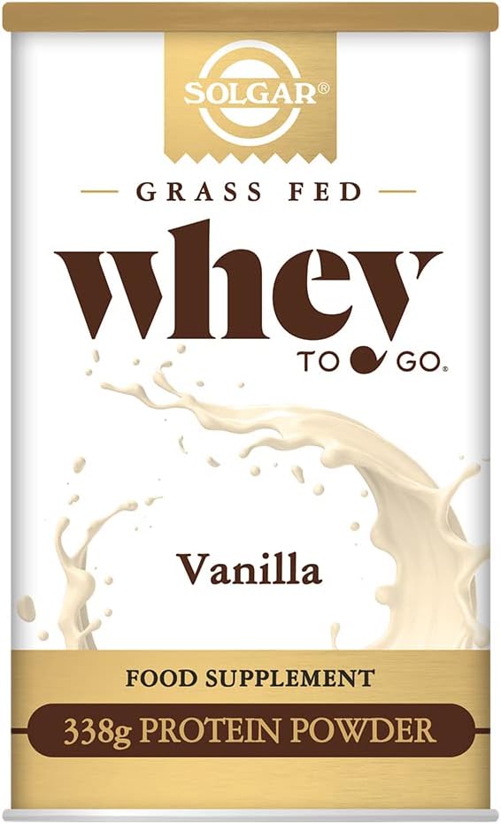 Solgar Grass Fed Whey to Go Protein Powder vanilja, 11,9 oz - 20g Grass-Fed proteiinia Uuden-Seelannin lehmistä - Great Masting & Mixes Helposti - Tukee vahvuus & Recovery - 13 annosta