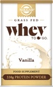 Solgar Grass Fed Whey to Go Protein Powder vanilja, 11,9 oz - 20g Grass-Fed proteiinia Uuden-Seelannin lehmistä - Great Masting & Mixes Helposti - Tukee vahvuus & Recovery - 13 annosta