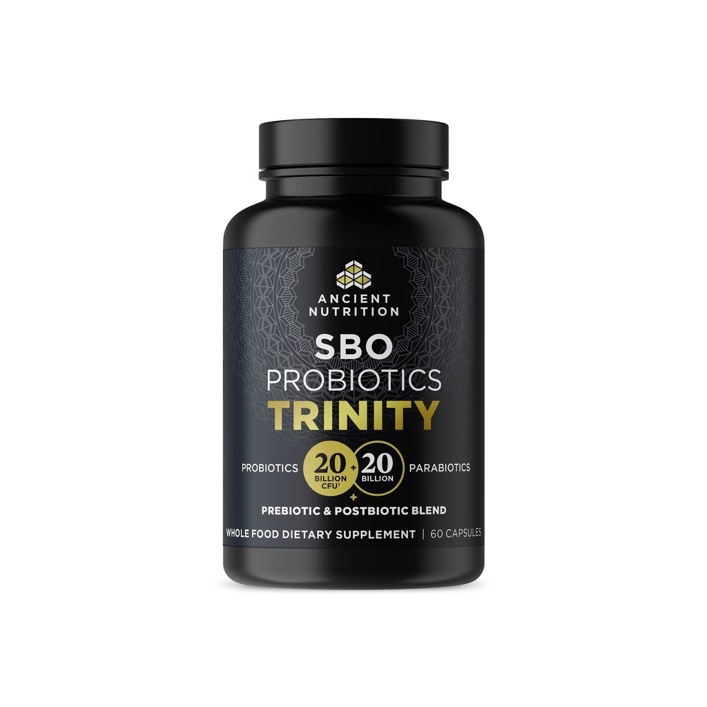 Forntida näring SBO Probiotic Trinity Daily Care, Probiotics for Digestive Health, 40 miljarder blandning av prebiotika, probiotika, postbiotika och parabiotika minskar ockasionell uppblåsthet, 60 greve