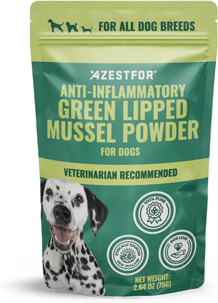 Atsestfor anti-inflammatorinen vihreä huulipunainen mussel koirille jauhe