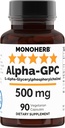 MONOHERB Alpha-GPC 500 mg - 90 vegaanikapselia, nootrooppinen aivojen tuki,fokus, muisti, motivaatio ja energia