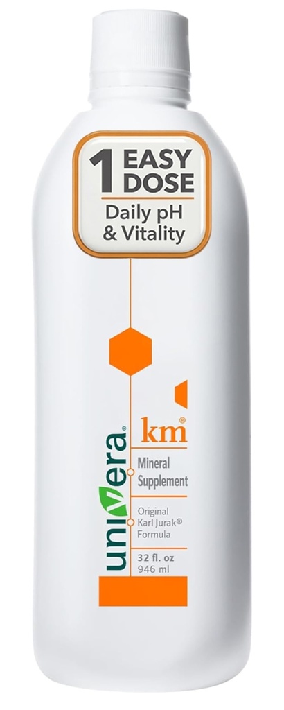 Univera km, Liquid Potassium Supports, 32 fl oz (1PK), Bodys pH Blood Balance, Original Karl Jurak fomula, Earthy Taste (30-Day Supply)