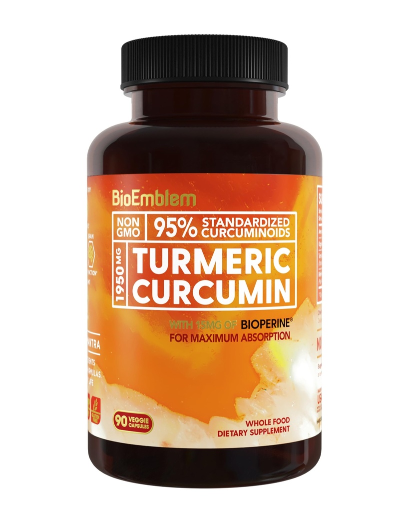 BioEmblem Turmeric Curcumin täydennysosa BioPerine ...