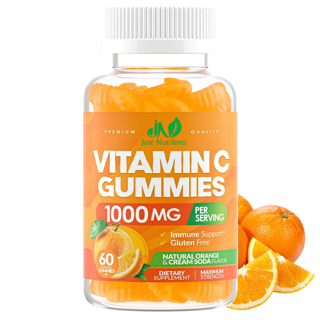 C-vitamiini Gummies 1000 mg aikuisille & lapsille ... Purukelpoinen monivitamiini, jossa on sinkkiä immuunijärjestelmään ja kollageeni Support for Skin ... Orange Flavor ... Gluteeniton, ei-GMO, kasvissyöjä 60 Gummies