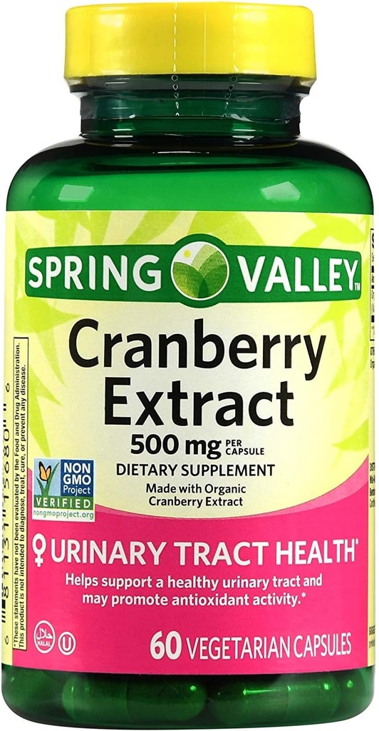 Spring Valley Cranberry Extract, 60 count, 500 mg per kapsel