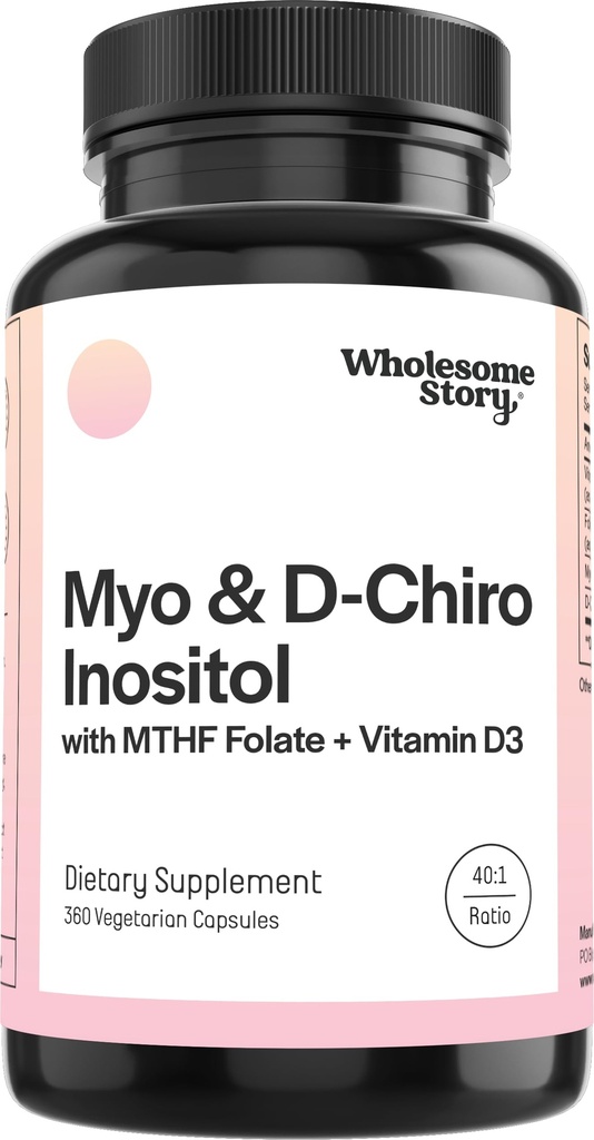Myo-Inositol & D-Chiro Inositol Kapselit MTHF, Folaatti, D-vitamiini ... Tuki Munasarjafunktio, Hormonitasapaino, & Homokysteiinitasot Hedelmällisyys täydentää naisille... 360 Luku 40:1 Suhde