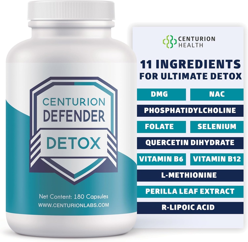 Centurion Defender Detox, Liver Cleanse Detox & Repair Supplement med Phosphatidylcholine, Vitamin B6, Folate, L-Methionine och R-lipoic Acid, 180 Caps