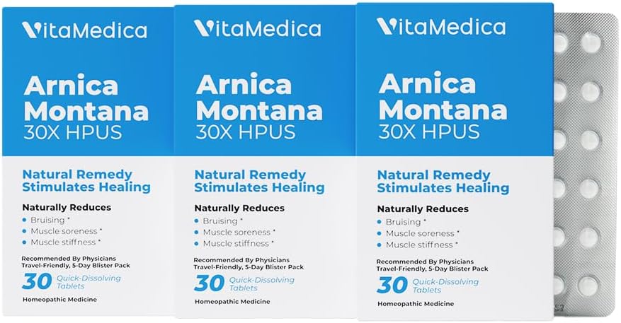 VitaMedica Arnica Montanan läpipainopakkaus 30X Tabletit mustelmien kipuun ja turvotukseen 
