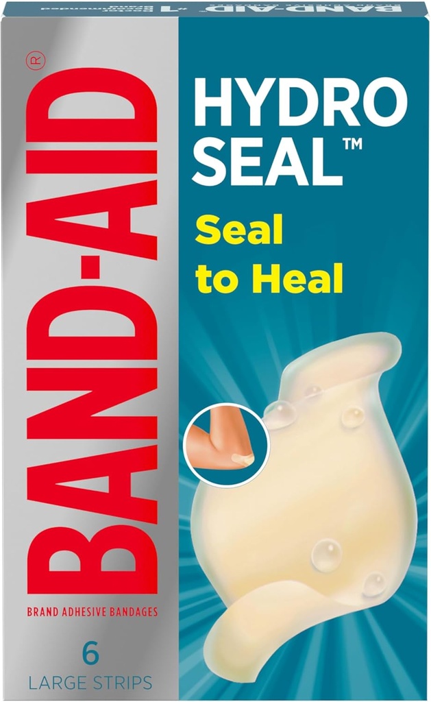 BAND-AID Tuotemerkki Hydro Seal Liima Vedenpitävät Siteet, Suuret Hydrocolloid Gel Bandges for First Aid Tuki Parempi Parannus pienille rakkuloille, Viillot ja kravatit, FSA/HSA Oikeutettu, 6 t