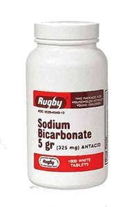 Rugby natrium BICARB 5GR TAB Natrium BICARBONATE-325 MG Valkoinen 1000 tablettia UPC 30536046101