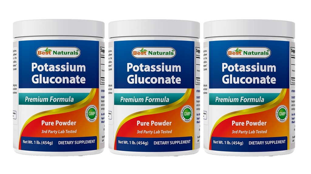 Best Naturals Kaliumglukonaatti 1lb jauhe (1 LB (Pack of 3))