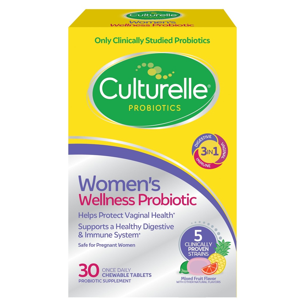 Culturelle Women's Wellness, Daily Chewable Probiotics for Women - Stöder Digestive, Vaginal och Immune Health, Occasional Diarrhea, Gas & Bloating - Non-GMO - 30 Count