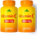 ALFA-VITAMIINIT C-vitamiinin täydentää 1000 mg, voimakas antioksidantti Immuunin tuki & terve iho, edistää Collagen Formation, Ruokavalion täydentää päivittäinen hyvinvointi, 100 tablettia, 2 pullo pakkaus