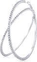 Suuret tekojalokivi kaulakorut Kiiltävä kristalli tekojalokivi Dangle Big Hoop korvakorut naisten häät puolue suosikki, 80 mm