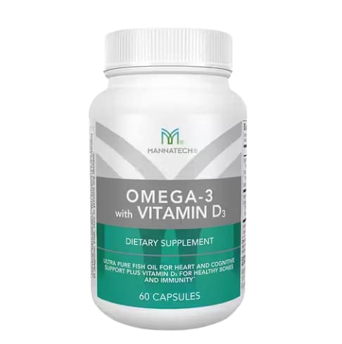Mannatech Omega-3 D3-vitamiini Bone, Heart Health ja kognitiivinen tuki, valmistettu puhdas kalaöljy