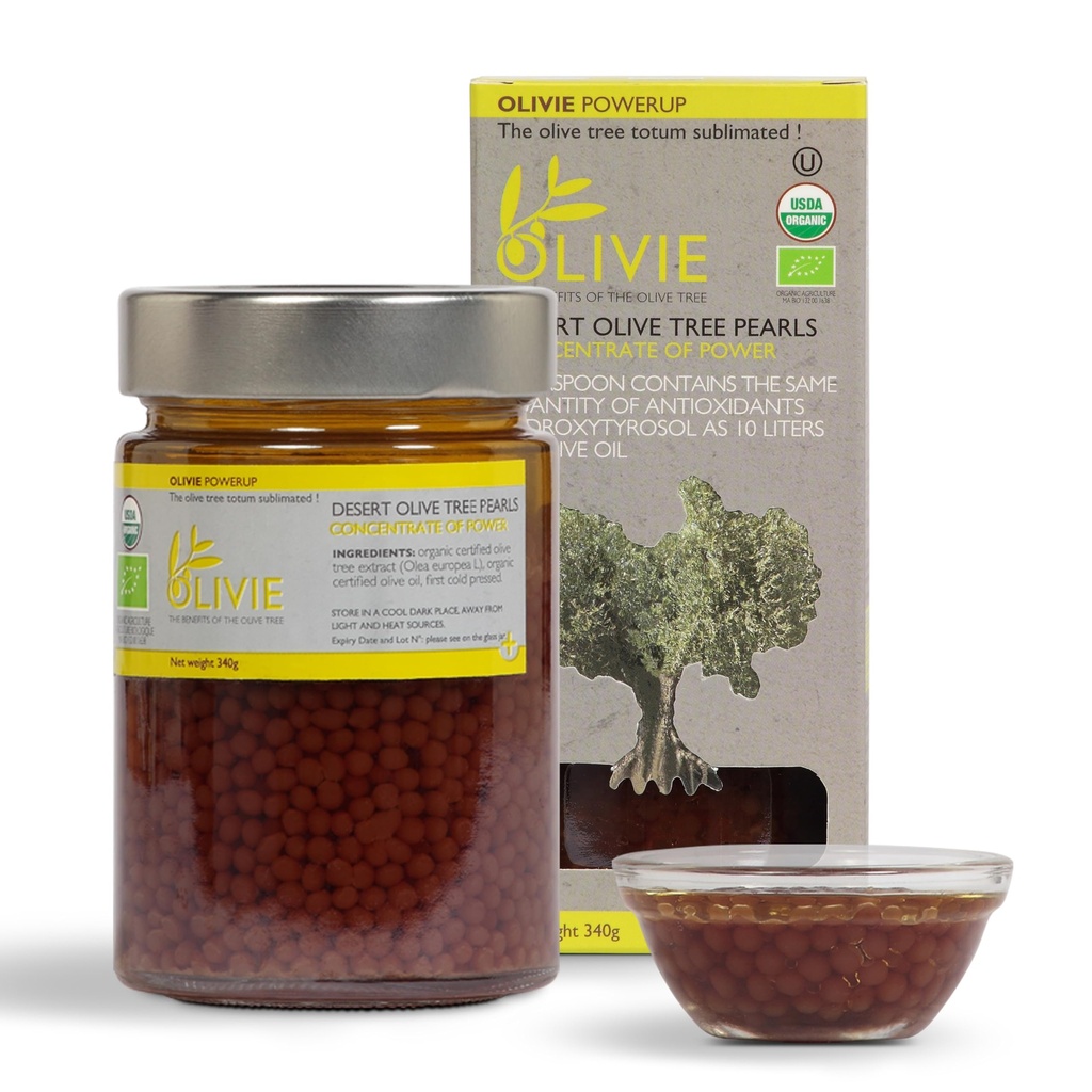 Organic Olive Leaf Extract Kapselit, PowerUp Pearls by OLIVIE, Antioksidantti polyfenolit täydennysosa, Olive Oil Scrub for Skin, Immuuni tuki, 340g