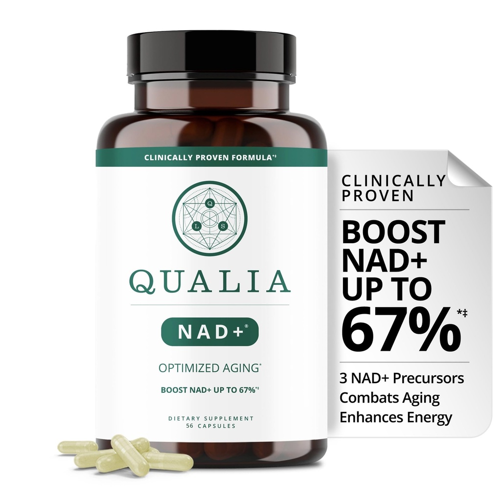 Qualia NAD täydennysosa . Kliinisesti todistettu Boost NAD+ jopa 67%. Optimoitu ikääntyminen, energia, Focus. Elite NAD+ Booster Ingredients Nikotinamidi Ribosidi (NIAGEN), Niasiini, Niasiiniamidi (1 kuukauden tarjonta)