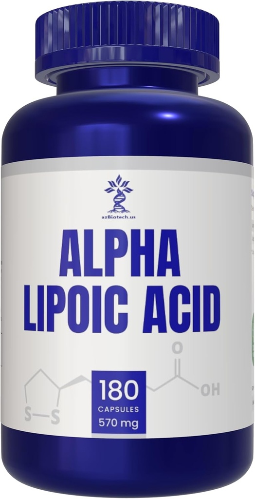 Alpha Lipoic Acid (ALA) 570 mg kapselit - 180 kreivi, gluteeniton, ei-muuntogeeniset organismit, vegan