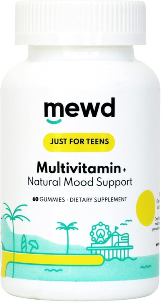 MEVD Teen / lapset Päivittäin Multivitamiini Gummy Natural Mood Enhancer,Vegaani,Immuunijärjestelmä Booster täydentää,Lids Vitamiinia rautaa,Zinc,Gluteeni vapaa Focus vitamiini lapsille-Brain Health-Made Yhdysvalloissa
