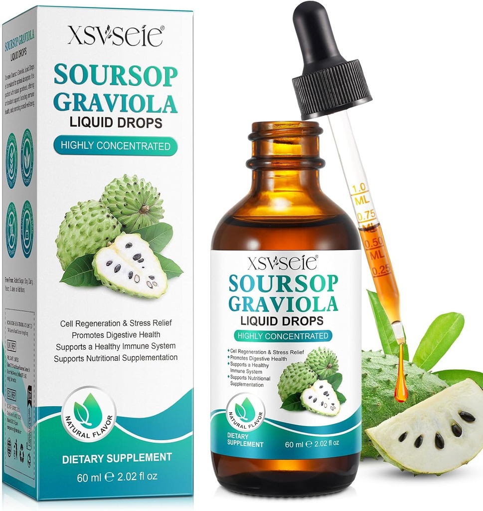 Soursop Bitters Liquid, Soursop Graviola Liquid Drops Natural Multivitamiini Soursop Leaf Extract Drops Soursop Oil for Men & Women