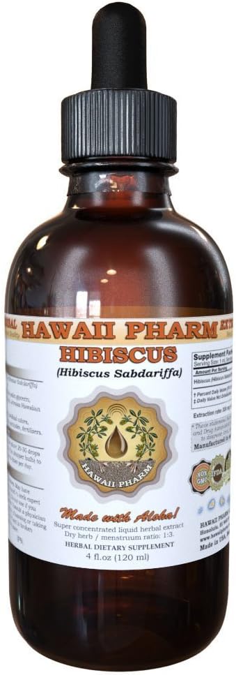 Havaiji Pharm Нibiscus Liquid Extract, Organic Нibiscus Flowers (Нibiscus Sabdariffa) Tincture Supplement 4 oz