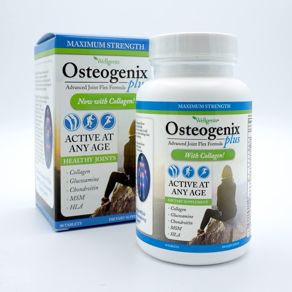 Wellgenix Osteogenix Advanced Joint Flex Formula (90 Ct) - polvi täydentää Collagen II, Glukosamiini, kondroitiini, MSM & HLA - Voitelu ja epämukava Tuki Tabletit miehille ja naisille