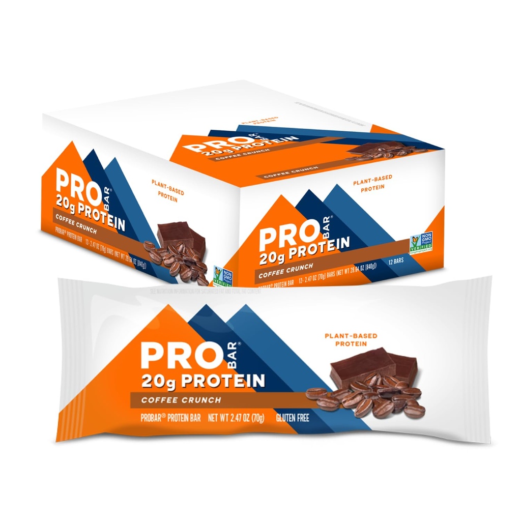 PROBAR - PROTEIN Baari, kahvimuru, ei-muuntogeeniset, gluteeniton, terveellinen, kasvipohjainen, Koko elintarvikkeiden ainesosat, luonnon energia (12 kreivi)