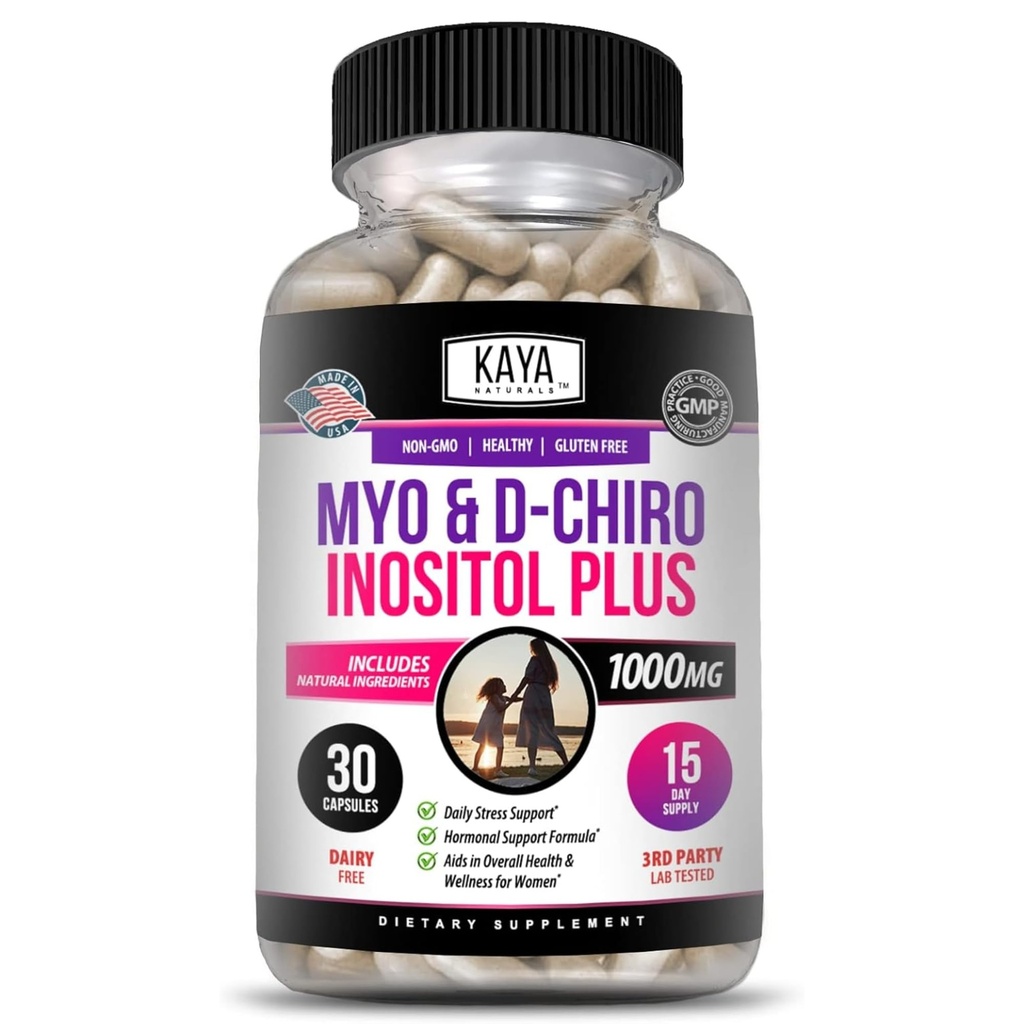 Kaya Naturals Myo & D-Chiro Inositol Plus stöd för kvinnor, vitamin B8-30 kapslar