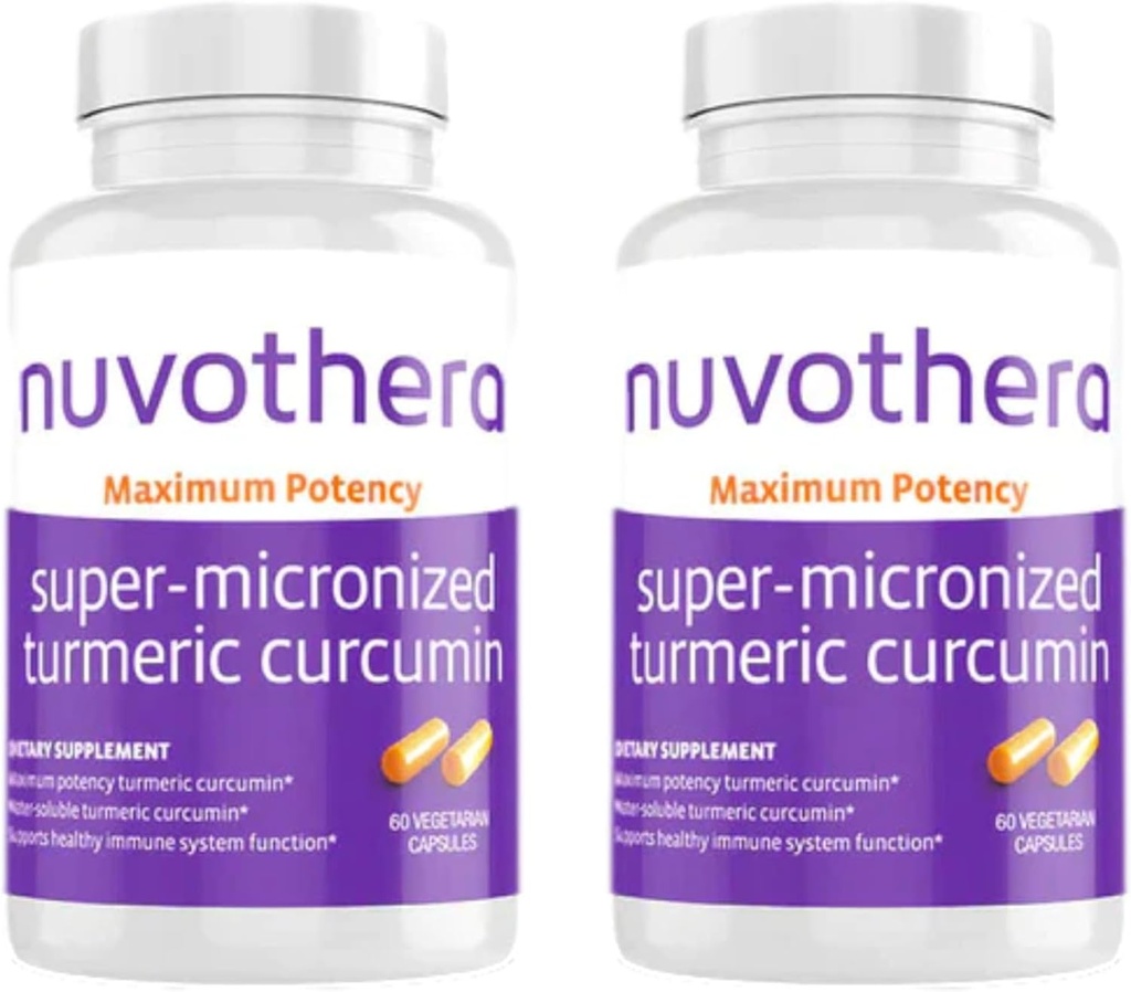 Nuvothera Super-Micronized Turmeric Curcumin kapselit 2-kuukautinen toimitus Nopea imeytyminen, koko juuri, ei-GMO, iho, Gut Health & Antioksidantit(120 kapselia)
