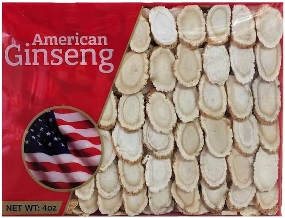 Käsivalittu A Grade American Ginseng Medium Slice (4 Oz. Box)