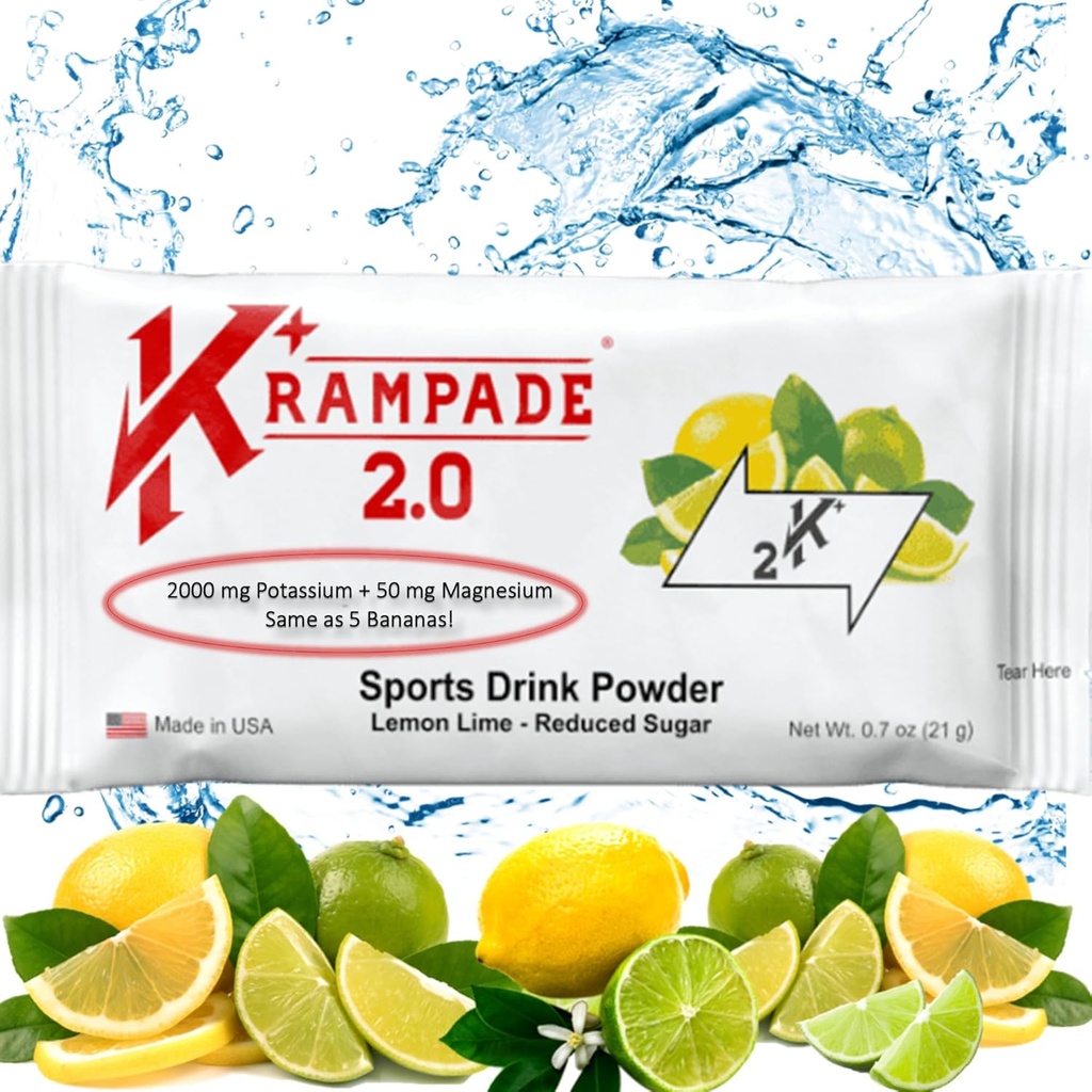 Krampade Kalium Magnesium Supplement Elektrolyyttejä Powder - 50 mg Mag + 2000 mg K, > 2X Kookosvettä enemmän ...