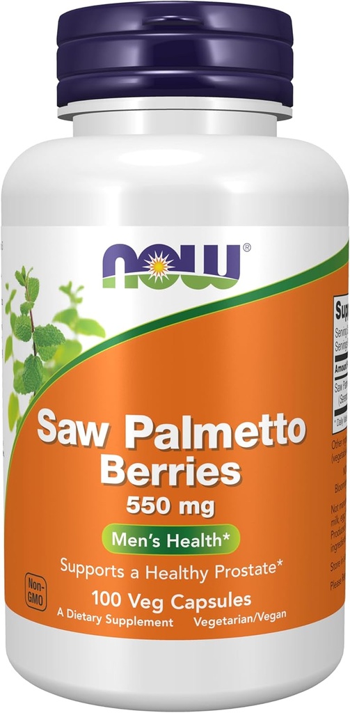 NOW Foods Supplements, Saw Palmetto Berries (Serenoa repens) 550 mg, Mäns hälsa *, 100 Veg kapslar