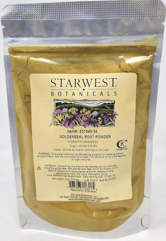 Goldenseal juurijauhe Wildcrafted - 4 Oz (113 G) - Starwest kasvitieteelliset