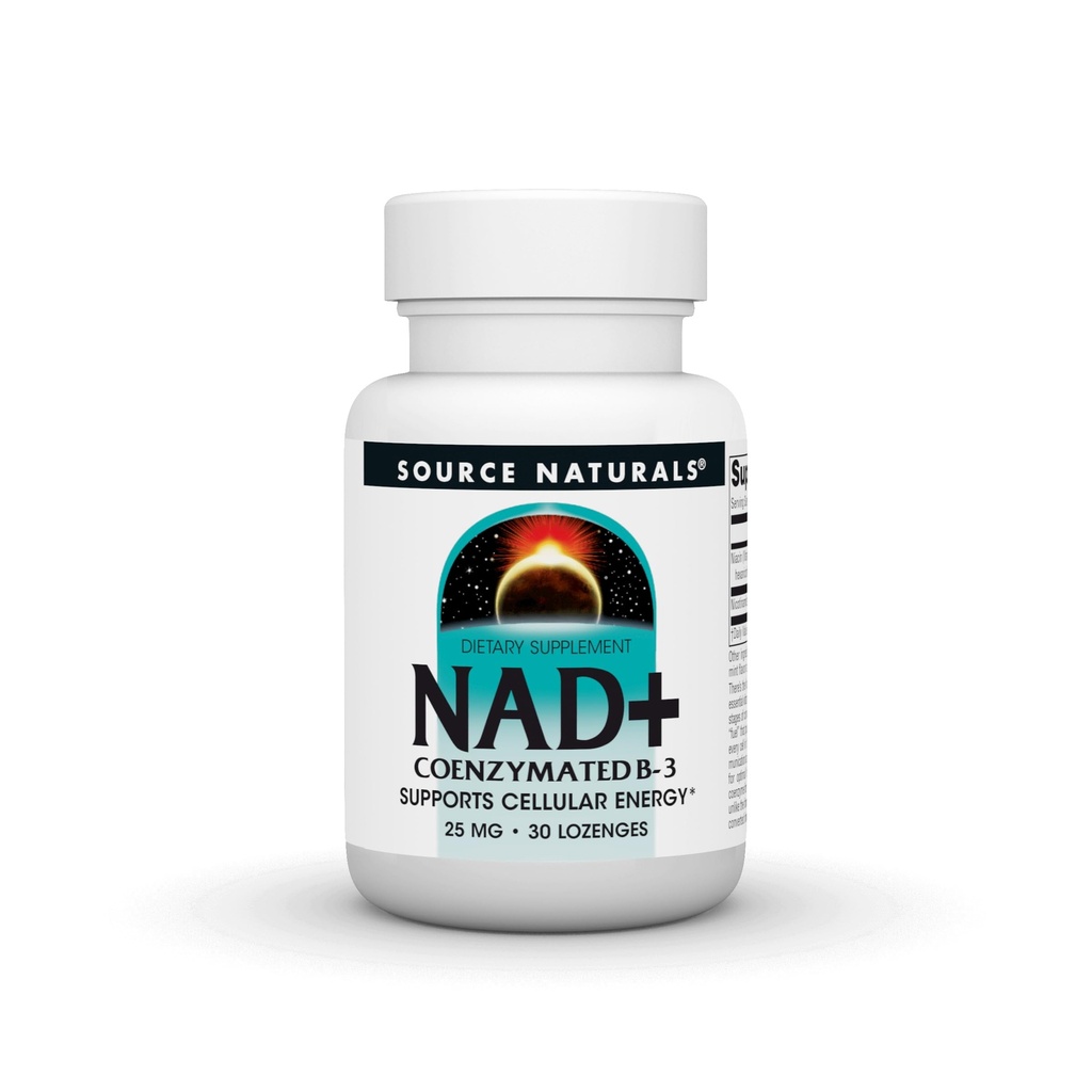 Källa Naturals NAD +, Coenzymated B-3, stöder cellulär energi *, 25 mg - 30 Lozenges