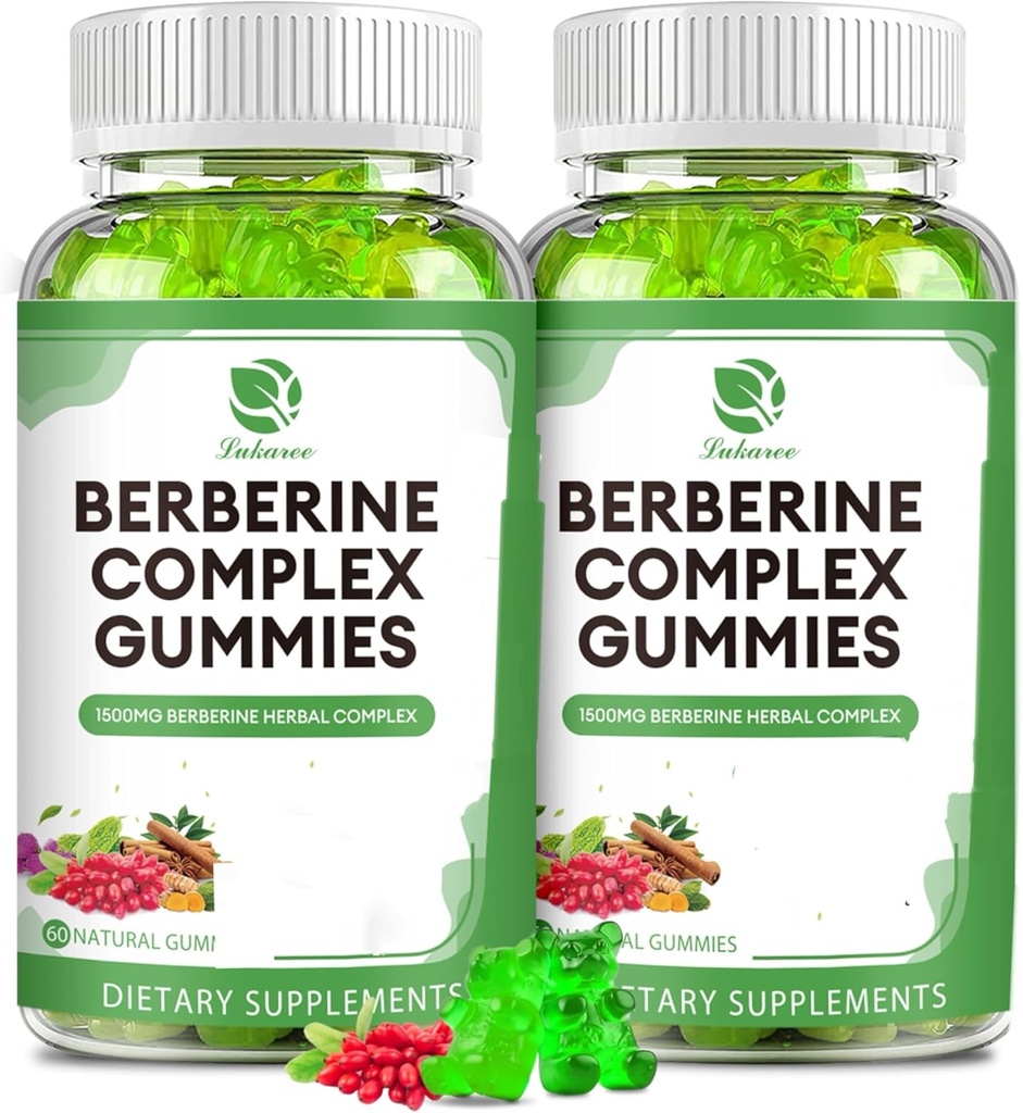 Berberine Complex Gummies-Berberine med Ceylon Cinnamon, gurkmeja, mjölk Thistle Bitter Melon för Total Immune Health -120 grejer