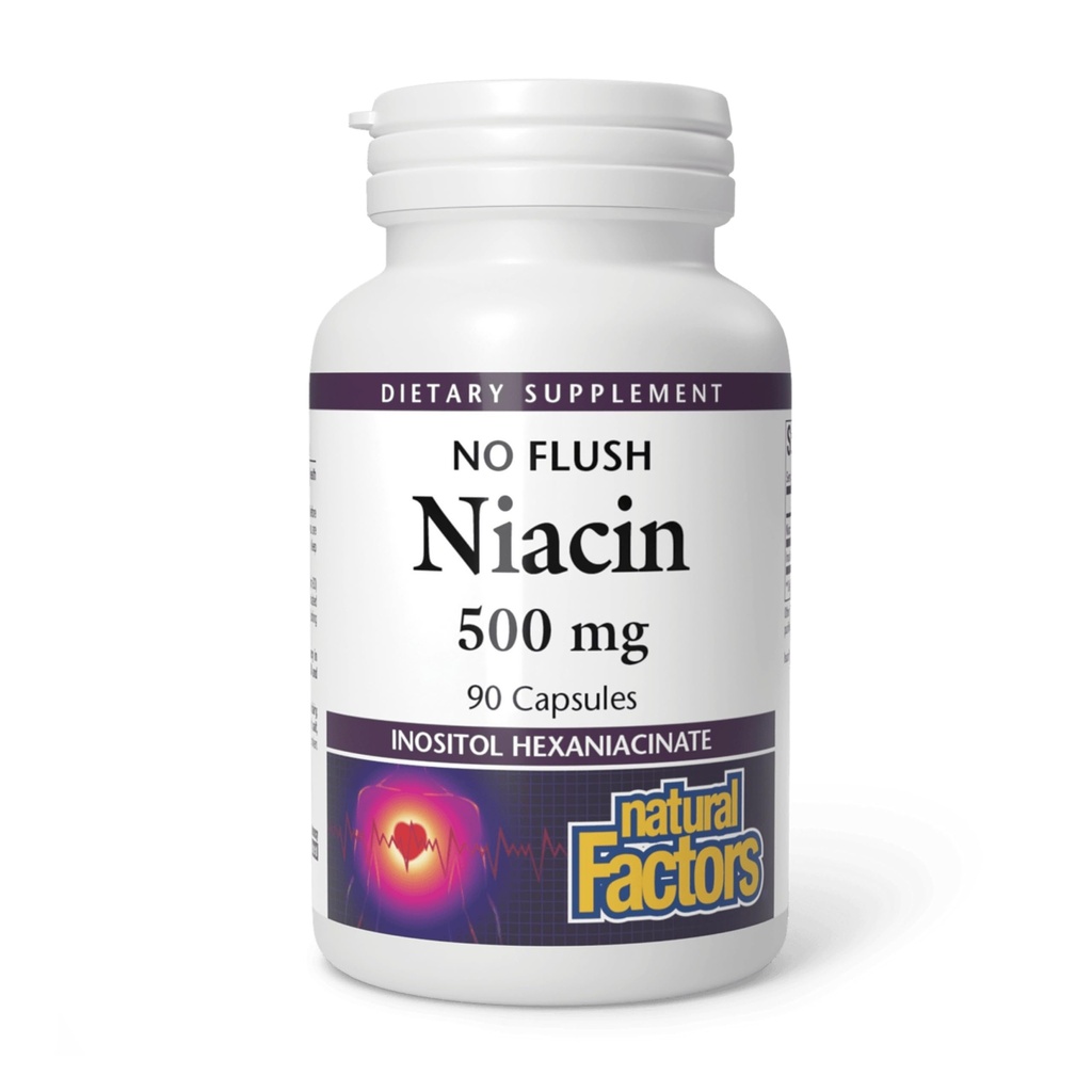 Luonnollinen tekijä Ei Flush Niacin 500 mg, 90 tablettia