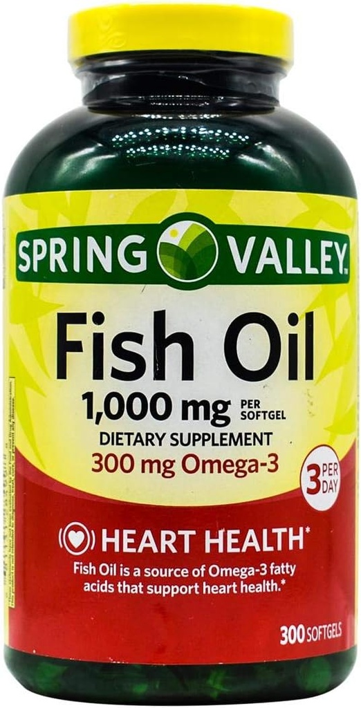 Spring Valley - Fiskolja 1000 mg, 300 Softgels