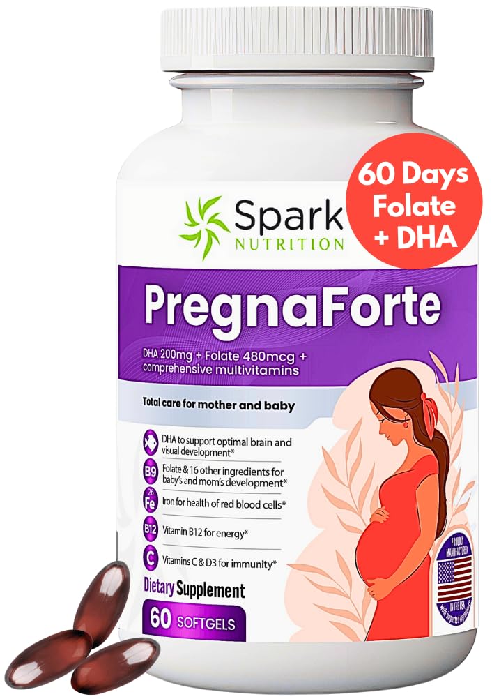 Pregnaforte 1 päivässä Naisten syntymää edeltävät vitamiinit 2 kuukautta: Foolihappo, Fish Oil Omega 3 DHA/EPA, D3-vitamiini, B6-vitamiini, Vitmain B12, C, E-vitamiini, kalsium, rauta, magnesium, sinkkilisä FSA HASA:ssa.