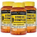 MASON NATURAL Stress B, Komplex med antioxidanter + Zink, 6 månaders leverans, Dual Action Formel, Stöder Energi Metabolism & Immunhälsa, 3 Pack