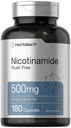 Horbäach Nicotinamide 500mg | 180 kapslar | Flush Free Dietary Supplement | Non-GMO och Gluten Free Vitamin
