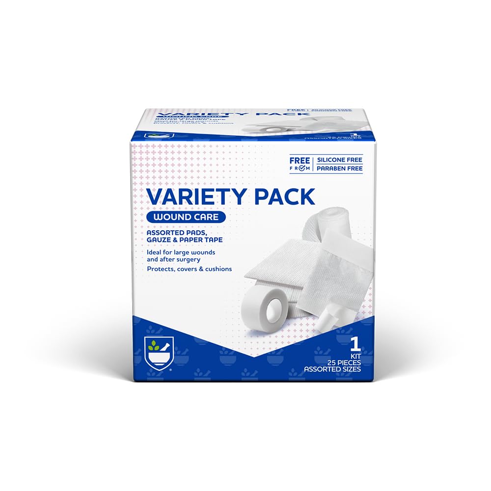 Rite Aid Ensiapu Laukut, Variety Pack - Sisältää 25 Assored Gauze Pads & Nauha Sterile Gauze Pads 