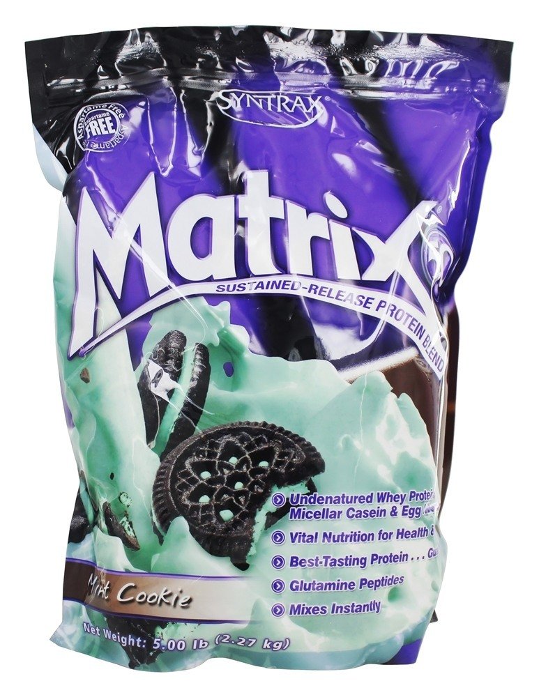 Syntrax Nutrition Matrix Protein Powder, Kestävästi release Blend, Mint Cookie, 5 kg. Real Cookie Pieces