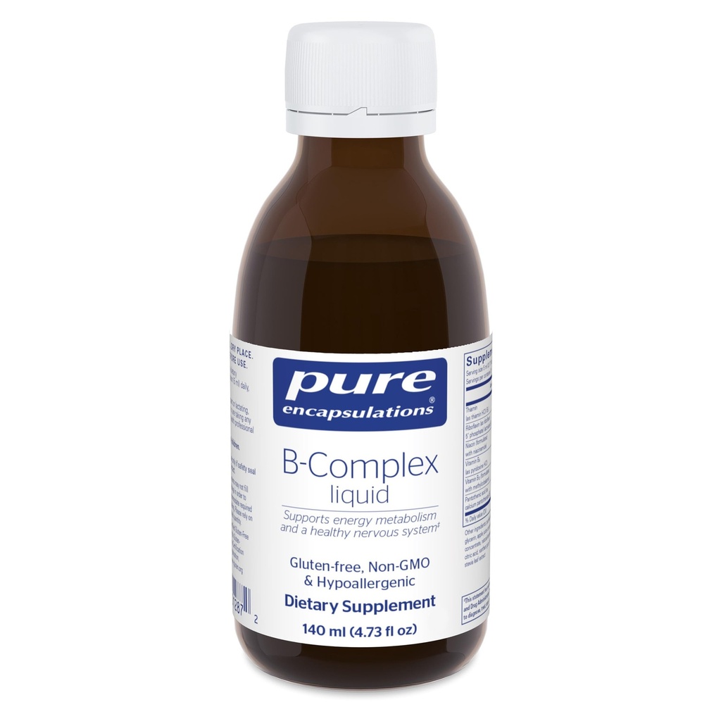 B-komplex neste - nestemäinen B-vitamiinikompleksi - hermojen ja energian aineenvaihduntaan* - Gluteeniton ja kasvissyöjä - 4.73 oz (140 ml)