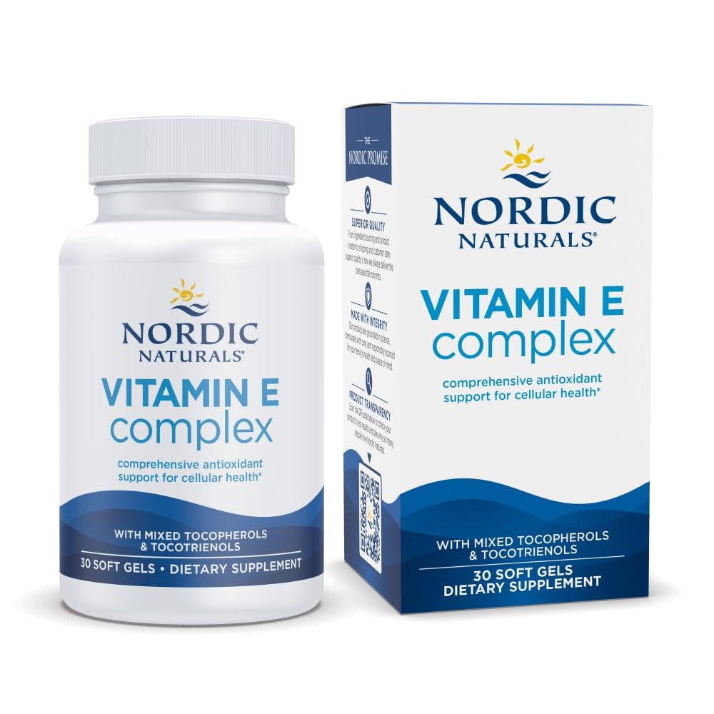 Nordic Naturals E-vitamiinia, makuamaton - 30 pehmeää geeliä - 6 muotoja E-vitamiinia antioksidantti tukea - solusuojaus - ei-GMO - 30 tarjoilut