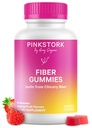 Rosa Stork Prenatal Fiber Gummies för kvinnor - 3g Prebiotic Inulin från Chicory Root - Naturlig Graviditet & Postpartum Stool Softeners för förstoppning & Digestive Health - 60 Vegan Fiber Chews